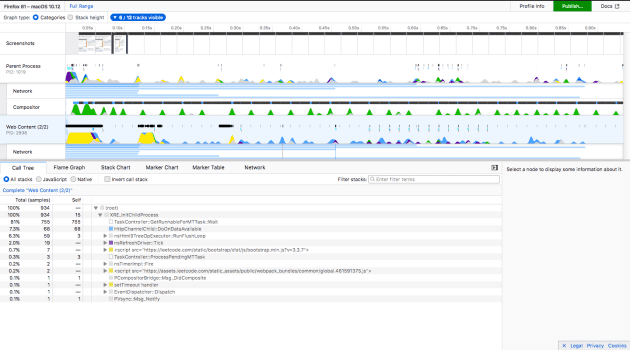 Screenshot of firefox profiler ui